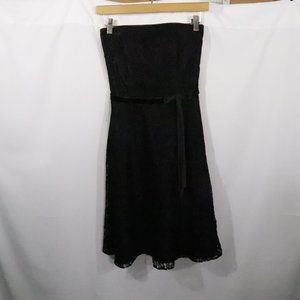 Vtg Scott McClintock Black Lace Strapless Dress 2P